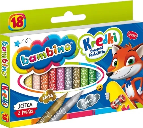 KREDKI SZKOLNE ŚWIECOWE GLINKA BAMBINO 18 KOLORÓW