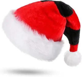 czapka-swietego-mikolaja-w-czarno-czerwone-paski-pluszowa