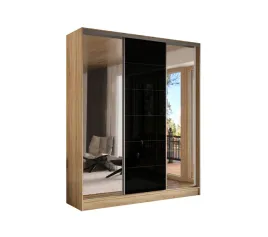 szafa-przesuwna-3d-190x250-dab-sonoma-3d1l-lacobel-czarny-lustro