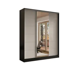 szafa-przesuwna-3d-200x250-czarna-3d2l-lacobel-cappuccino-lustro