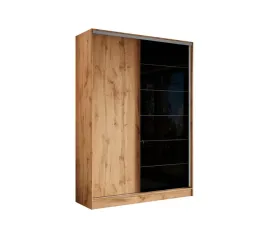 szafa-przesuwna-180x250x58-2d-dab-wotanor-plyta-lacobel-czarny