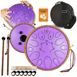 beben-jezykowy-handpan-muzyczny-stalowy-fioletowy-30cm-15-tonow-akcesoria