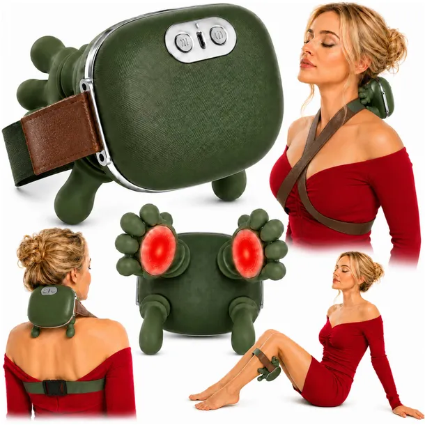 MASAŻER KARKU RAMION ŁYDEK SHIATSU bezprzewodowy grzanie 3 tryby ugniatanie