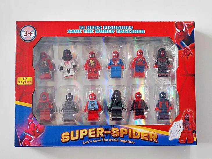 Figurki spiderman klocki 12 szt + akcesoria, zestaw figurki