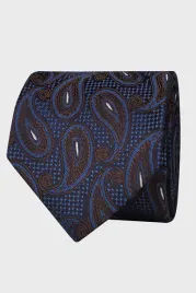 granatowy-krawat-meski-paisley-brazowo-bezowy