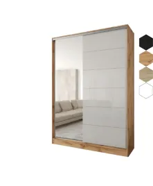 szafa-przesuwna-2d-150x250x58-dab-wotan-or-lustro-lacobel-bialy