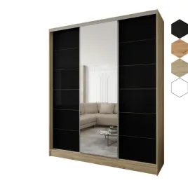 szafa-przesuwna-3d-230x250x58-dab-sonoma-or-3d2l-or-lacobel-czarny