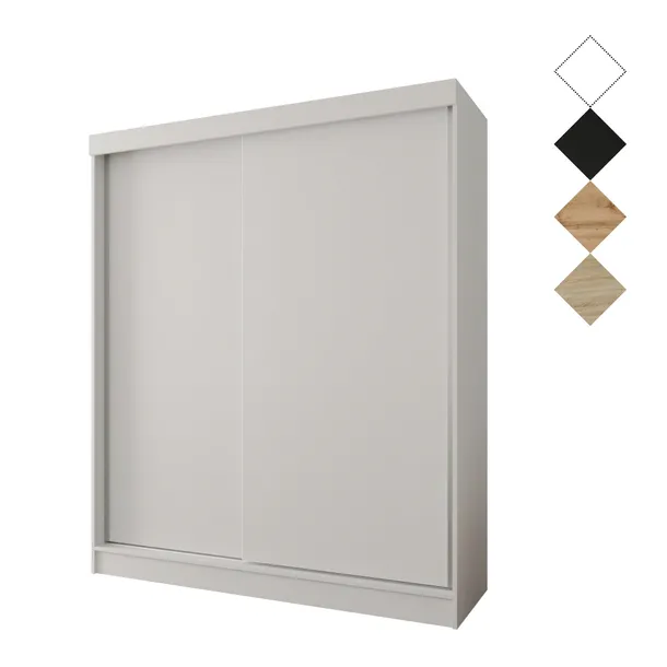 Szafa przesuwna 2D 150x205x60 BIAŁA | 2 drążki + 4 półki | PRODUCENT