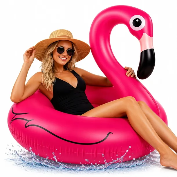 KOŁO DO PŁYWANIA DUŻE DLA DZIECI DOROSŁYCH DMUCHANE FLAMING NA PLAŻE 120CM