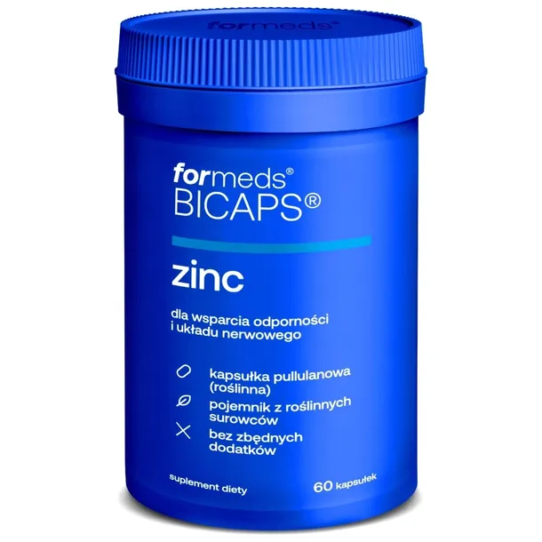 ForMeds BICAPS ZINC 60kaps. Cynk ODPORNOŚĆ UKŁAD NERWOWY PŁODNOŚĆ