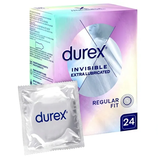 Prezerwatywy DUREX INVISIBLE EXTRA LUBE cienkie dodatkowo nawilżane 24 szt.