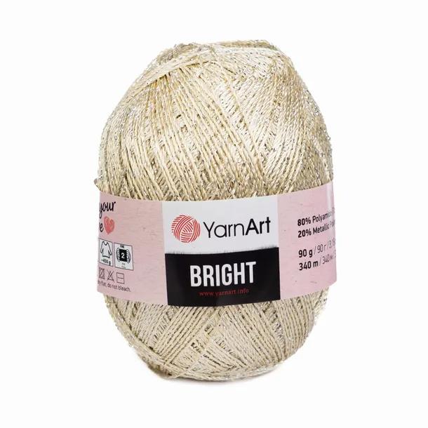 90g włóczka YA Bright beż + złota nitka 101
