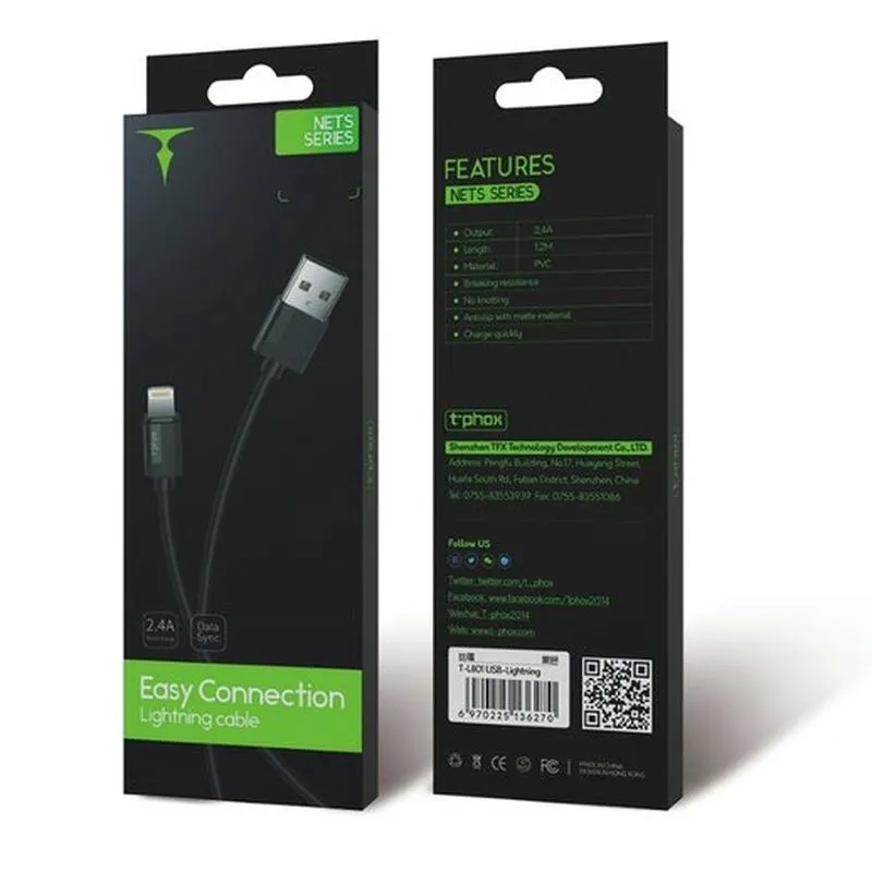 kabel-t-phox-nets-lightning-black-3a-pvc-2m