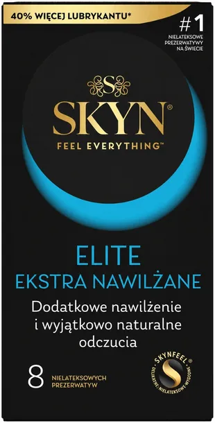 Prezerwatywy SKYN ELITE EKSTRA NAWILŻANE mocny poślizg nielateksowe 8 szt