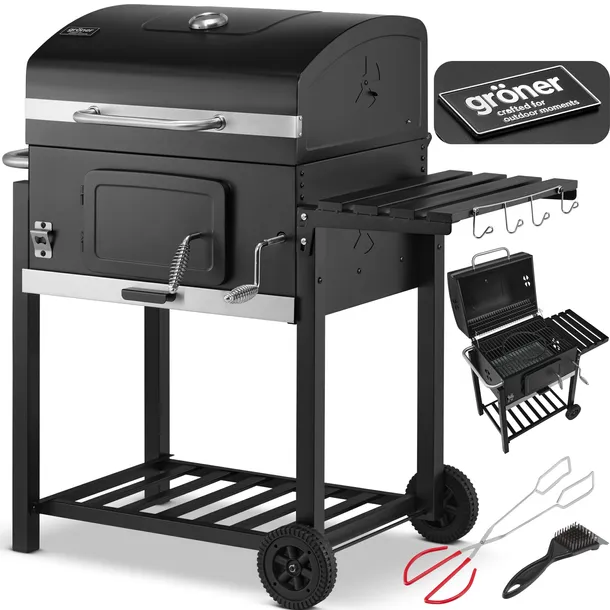 GRILL WĘGLOWY ogrodowy GRÖNER termometr DUŻY ŻELIWNY RUSZT 57x42cm +GRATISY