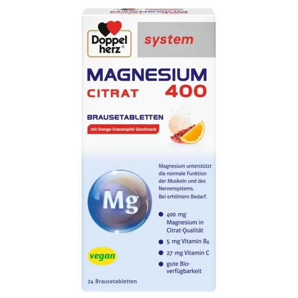 Doppelherz® system Cytrynian magnezu 400 tabletki musujące, 24 tabletki