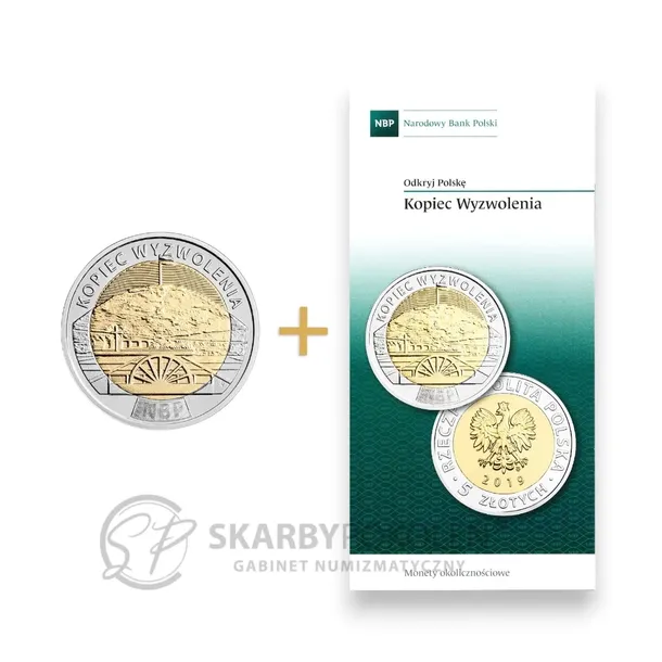 Moneta + Folder - 5zł 2019 UNC - Kopiec Wyzwolenia - Odkryj Polskę