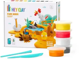 hey-clay-masa-plastyczna-ptaki-z-farmy-15-puszek-tm-toys