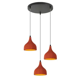 lampa-wiszaca-sufitowa-potrojna-pomaranczowa-ceglasta-retro-ryflowana