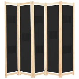 czarny-5-panelowy-parawan-z-drewniana-rama-200x170-cm