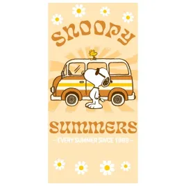 recznik-dzieciecy-snoopy-70x140-auto-kwiaty-bezowy-na-basen-plaze