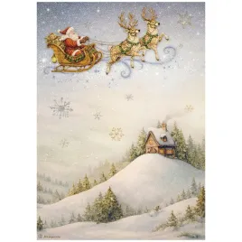 papier-ryzowy-do-decoupage-a4-stamperia-silent-night-mikolaj-w-saniach
