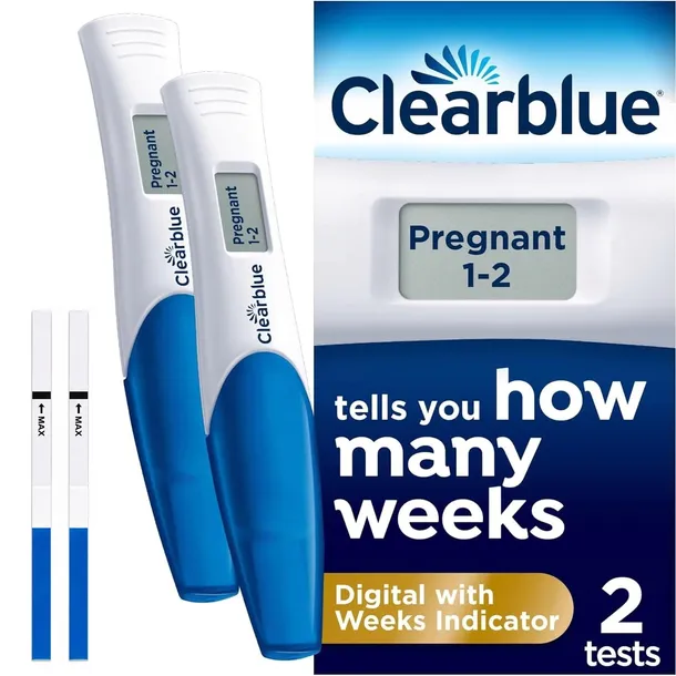 CLEARBLUE cyfrowy test ciążowy wskazuje tydzień ciąży Digital Weeks 2 szt.