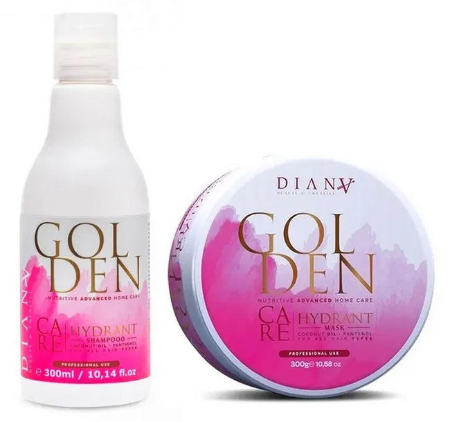 DIANA GOLDEN Zestaw po Nanoplastii Złote Proteiny Szampon 300ml Maska 300g