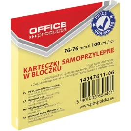 bloczek-samoprzylepny-76x76mm-zolty-office-products