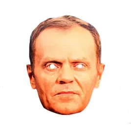 maska-papierowa-donald-tusk-polityk-bruksela