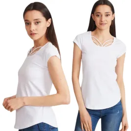 luzny-t-shirt-damski-bluzka-bialy-ozdobny-dekolt-basic-krotki-rekaw-roz-l