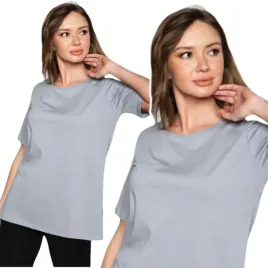 klastyczny-luzny-t-shirt-damski-szary-prosty-gladki-basic-krotki-rekaw-m