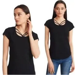 luzny-t-shirt-damski-bluzka-czarny-ozdobny-dekolt-basic-krotki-rekaw-roz-s