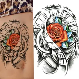 tatuaz-zmywalny-tymczasowy-jednorazowy-imprezowy-motyw-roza-zegar