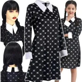 stroj-kostium-wednesday-addams-rozmiar-m-115-125-cm-peruka-z-warkocza