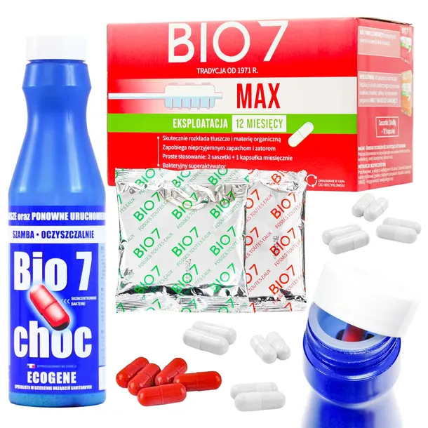 Bio 7 Choc Starter +Bakterie do Oczyszczalni Bio7 Max 2kg na TŁUSZCZ ZAPACH