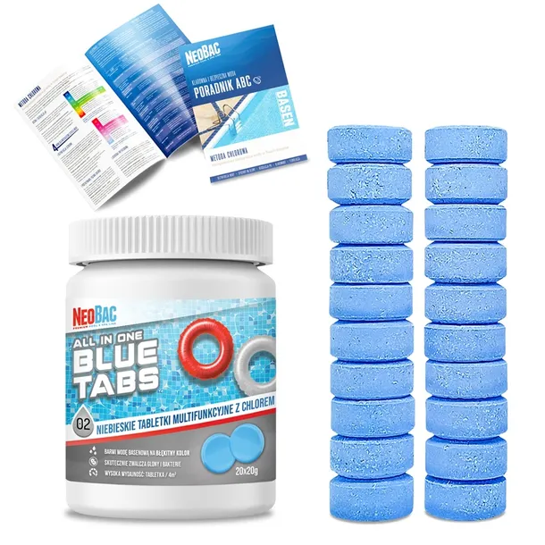 MULTI TABLETKI DO BASENU Tabletki WIELOFUNKCYJNE CHLOR BASEN NIEBIESKIE 20g