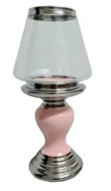 ceramiczny-swiecznik-szklany-klosz-pudrowy-roz