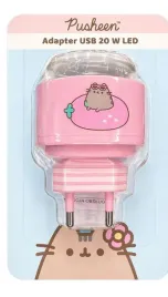 pusheen-adapter-usb-20w-led-rozowy