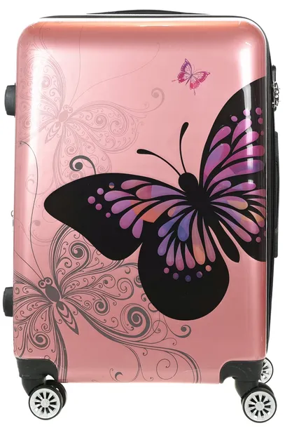 WALIZKA ŚREDNIA RÓŻOWA POSZERZANA ROSE GOLD MOTYL MADISSON