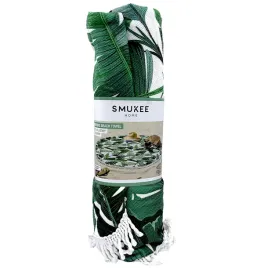 recznik-plazowy-z-mikrofibry-okragly-150cm-liscie-zielone-smukee