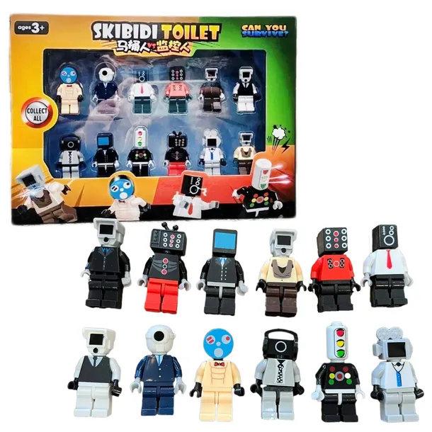 SKIBIDI TOILET FIGURKI ZESTAW 12 SZTUK MINI KLOCKI CAMERAMAN SPEAKERMAN