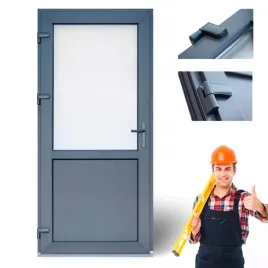 drzwi-sklepowe-pcv-plastikowe-szyba-panel-od-reki-antracyt-100-x-210-lewe