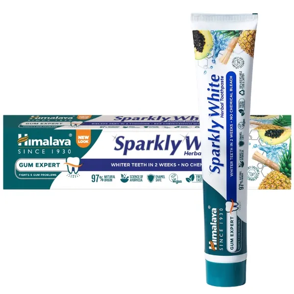 Himalaya Sparkly White żiołowa wybielająca pasta do zębów bez fluoru 75 ml