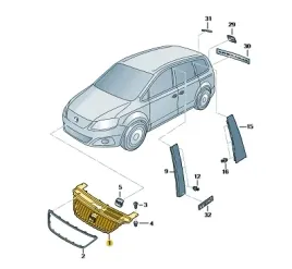atrapa-chlodnicy-grill-czern-seat-alhambra-produkt-nowy-oryginalny
