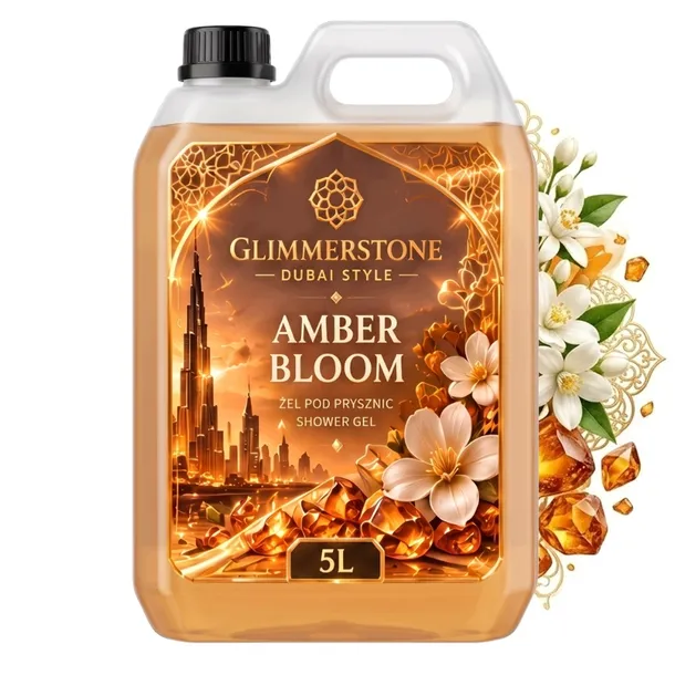 Mocno Perfumowany Dubajski Żel pod prysznic - zapach Arabski Amber Bloom 5L