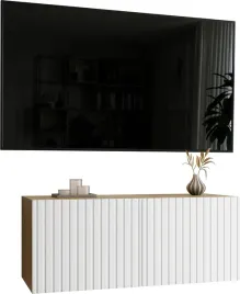 szafka-rtv-wiszaca-100-cm-lori-dab-artisan-bialy-ryflowane-fronty-do-salonu
