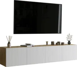 szafka-rtv-wiszaca-200-cm-lori-dab-artisan-bialy-ryflowane-fronty-do-salonu