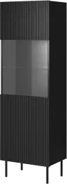 czarna-witryna-60-cm-pelio-wysoka-na-nozkach-1-drzwi-salon-szklana-polka