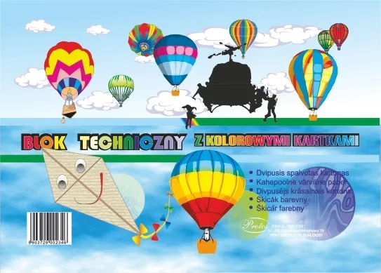/ BLOK TECHNICZNY A4 Z KOLOROWYMI KARTKAMI MIX